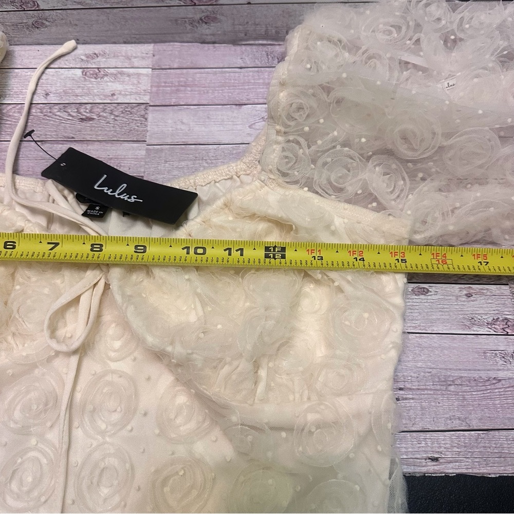 Lulu's Cream Floral Lace Blouse size S - Picture 6 of 14